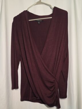41 Hawthorn Wrap-Front Long Sleeve Top - Plum